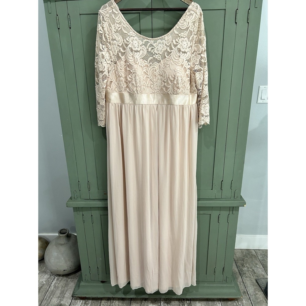 Ever Pretty Plus Size 20 Long Lace Sleeve Maternity Formal Dress Blush Pink